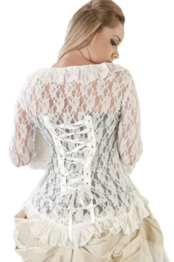 Burleska Morticia Lace Steampunk Top Cream