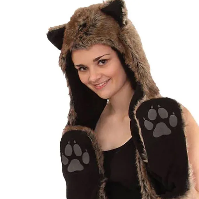 Angel Clothing Cat Bear or Wolf Hood with Scarf and Pockets - Hat