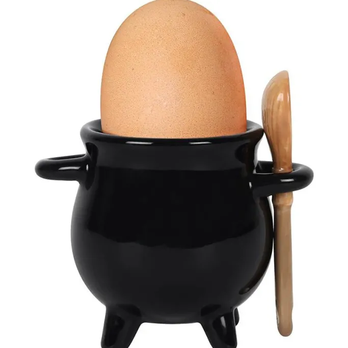 Something Different Cauldron Egg Cup with Broom Spoon