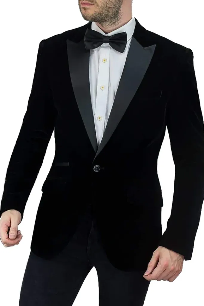 Kaymans Cavani Rosa Black Velvet Tuxedo Jacket (34, 36, 38, 52)