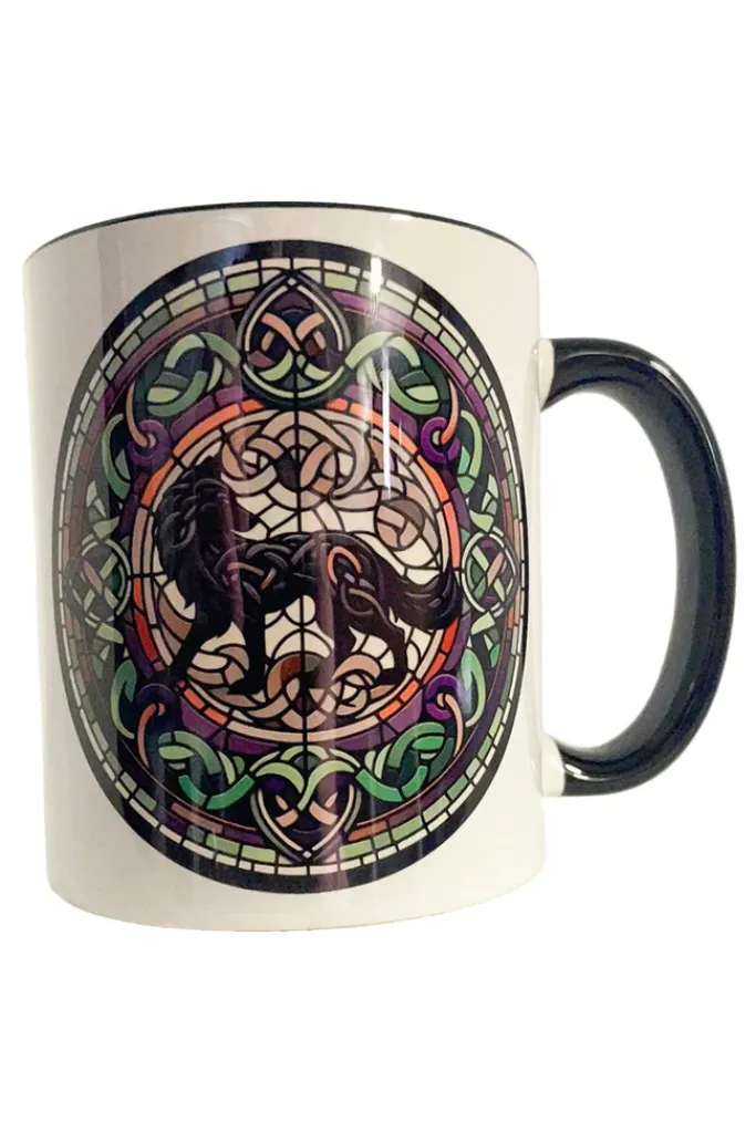 Oakhart Industries Celtic Knot Black Wolf Mug