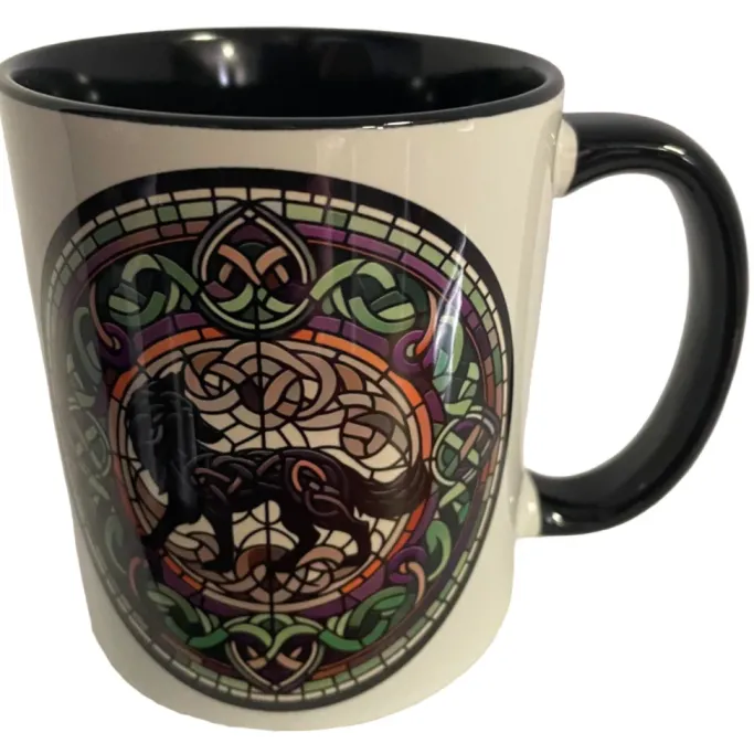 Oakhart Industries Celtic Knot Black Wolf Mug