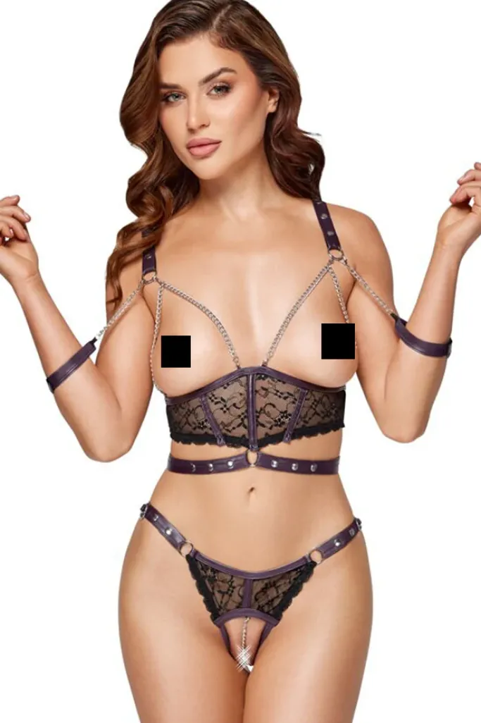 Cottelli Collection Bondage Cottelli Bondage Open Cup Lingerie Set