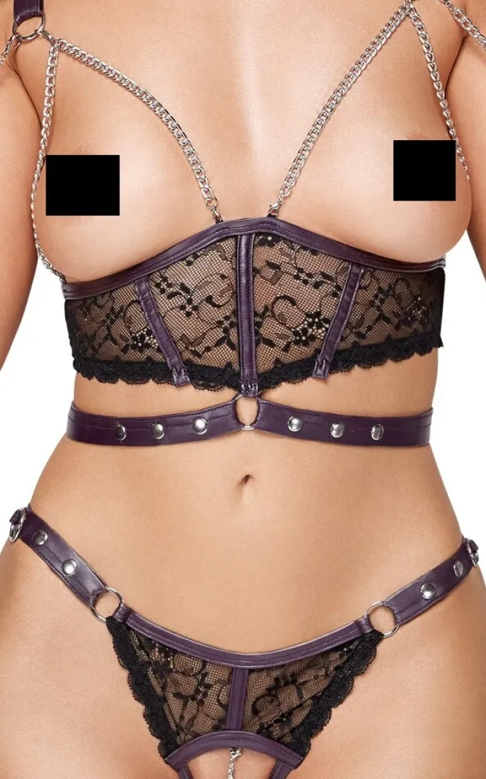 Cottelli Collection Bondage Cottelli Bondage Open Cup Lingerie Set