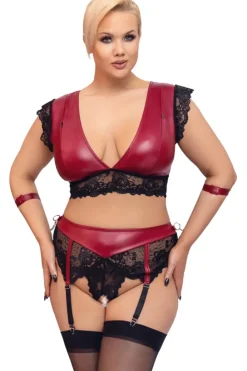 Cottelli Collection Bondage Cottelli Bondage Plus Size Red Black Lingerie Set
