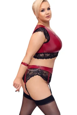 Cottelli Collection Bondage Cottelli Bondage Plus Size Red Black Lingerie Set