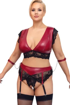 Cottelli Collection Bondage Cottelli Bondage Plus Size Red Black Lingerie Set