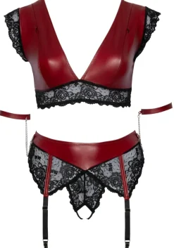 Cottelli Collection Bondage Cottelli Bondage Plus Size Red Black Lingerie Set