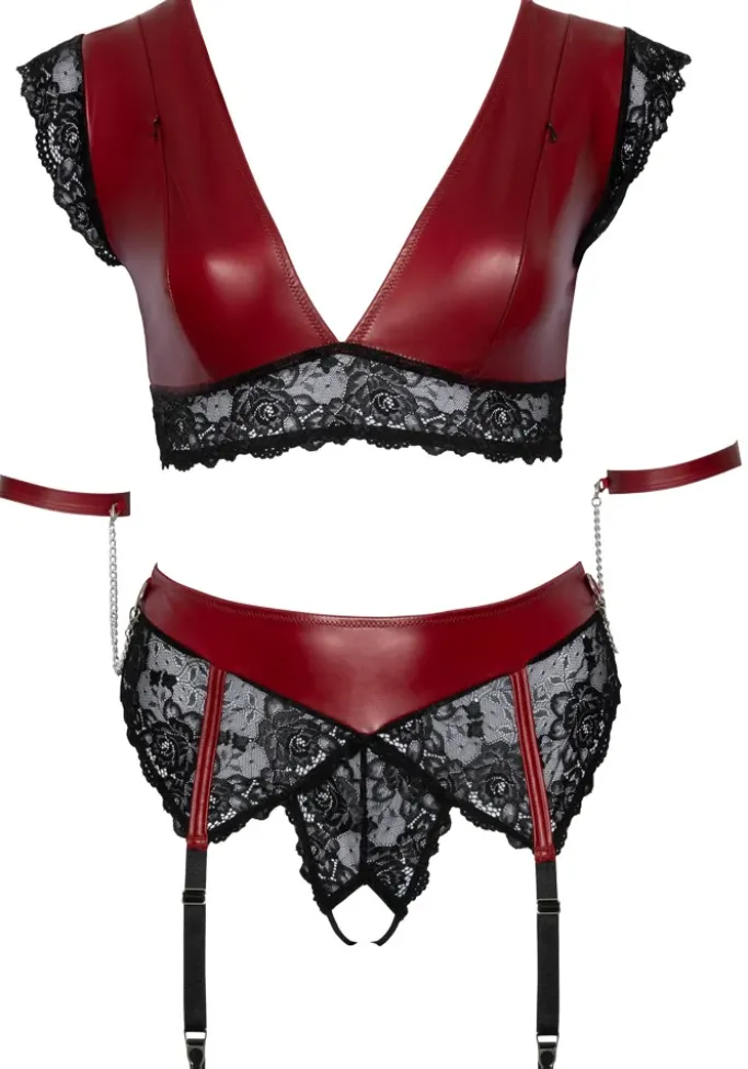 Cottelli Collection Bondage Cottelli Bondage Plus Size Red Black Lingerie Set