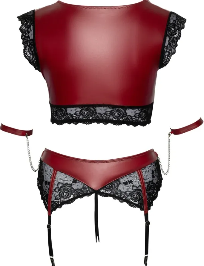 Cottelli Collection Bondage Cottelli Bondage Plus Size Red Black Lingerie Set