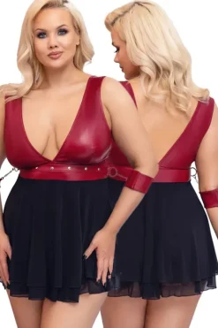 Cottelli Collection Bondage Cottelli Bondage Plus Size Red Black Babydoll