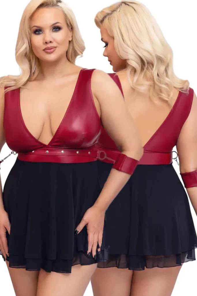 Cottelli Collection Bondage Cottelli Bondage Plus Size Red Black Babydoll