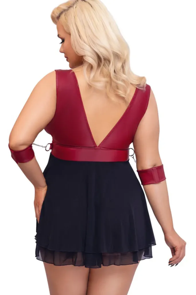 Cottelli Collection Bondage Cottelli Bondage Plus Size Red Black Babydoll