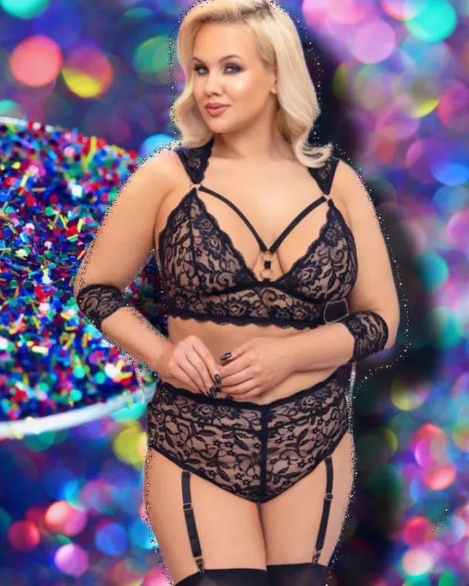 Cottelli Collection Bondage Cottelli Bondage Plus Size Lace Lingerie Set