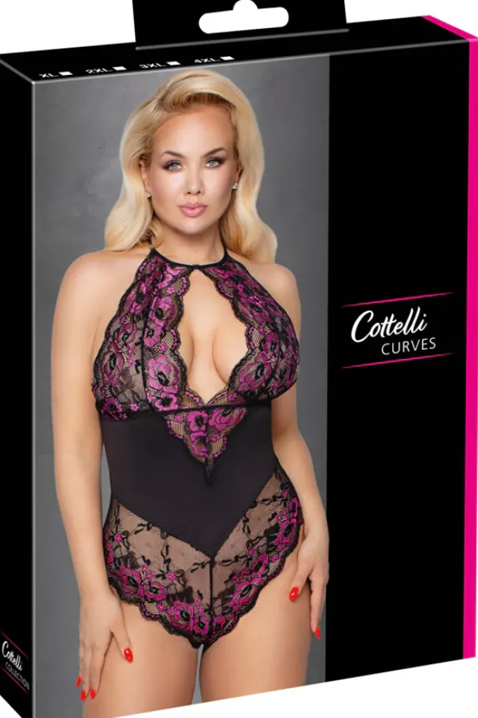 Cottelli Collection Cottelli Curves Plus Size Black Pink Body