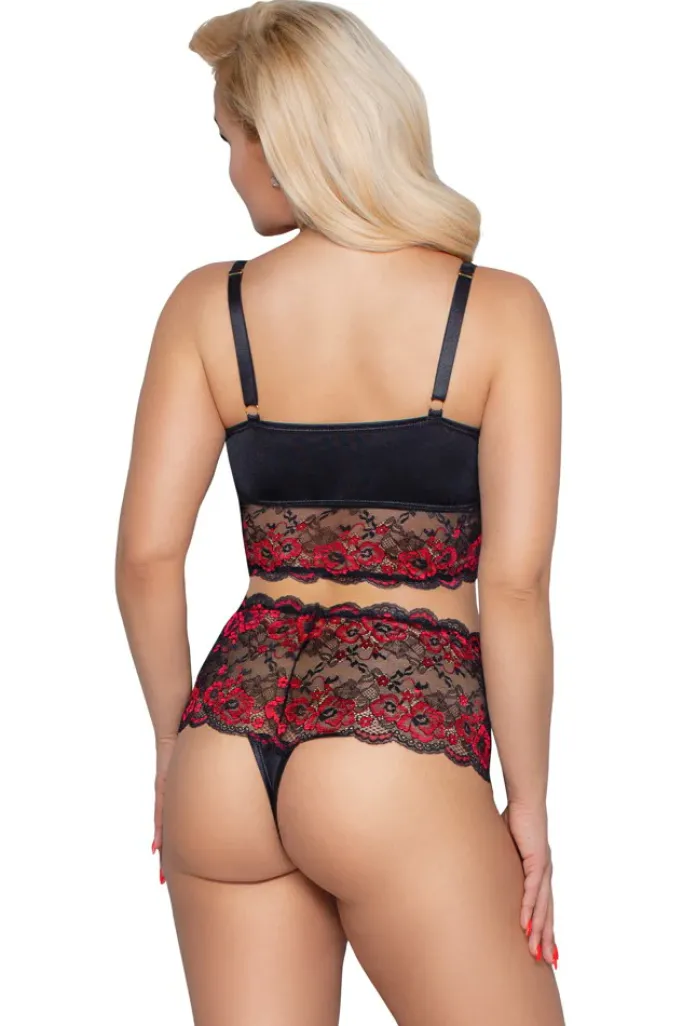 Cottelli Collection Cottelli Curves Plus Size Red Black Lingerie Set