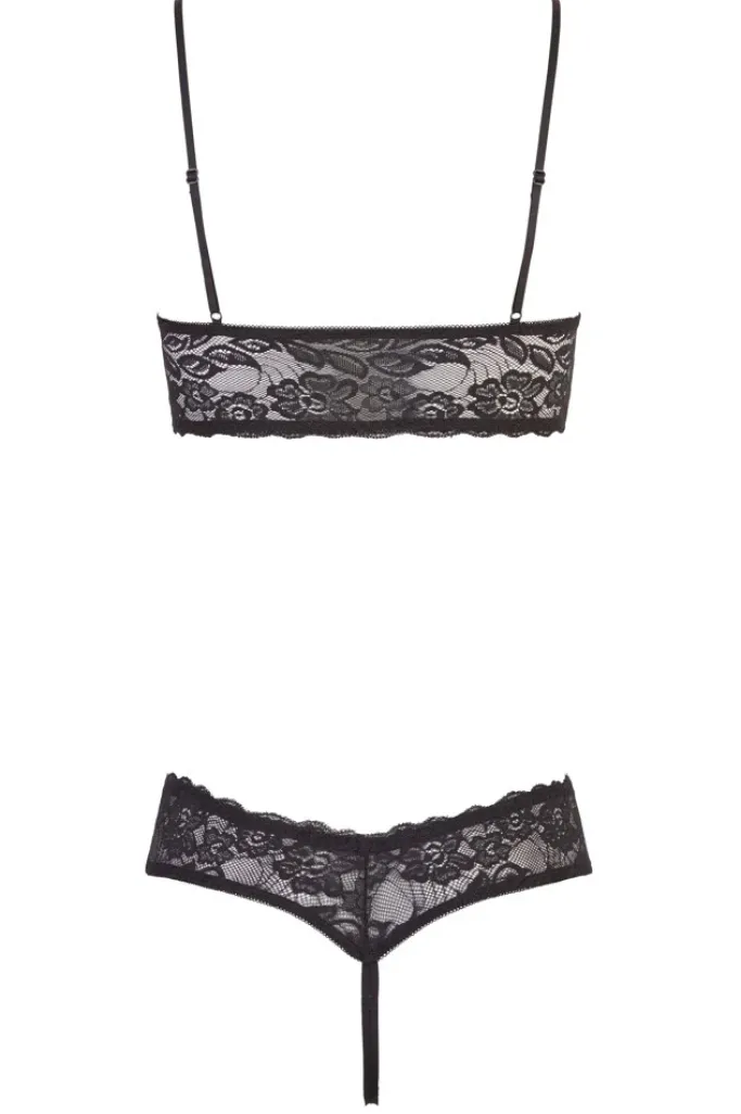 Cottelli Collection Cottelli Lingerie Black/Red Bra and String (S)