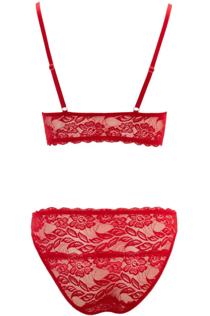 Cottelli Collection Cottelli Lingerie Red Bra and Briefs (XL)