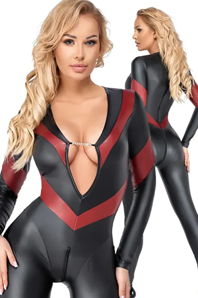 Cottelli Collection Cottelli Party Black Red Jumpsuit