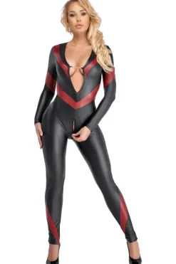 Cottelli Collection Cottelli Party Black Red Jumpsuit