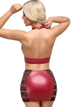 Cottelli Collection Cottelli Party Red Top and Skirt Set