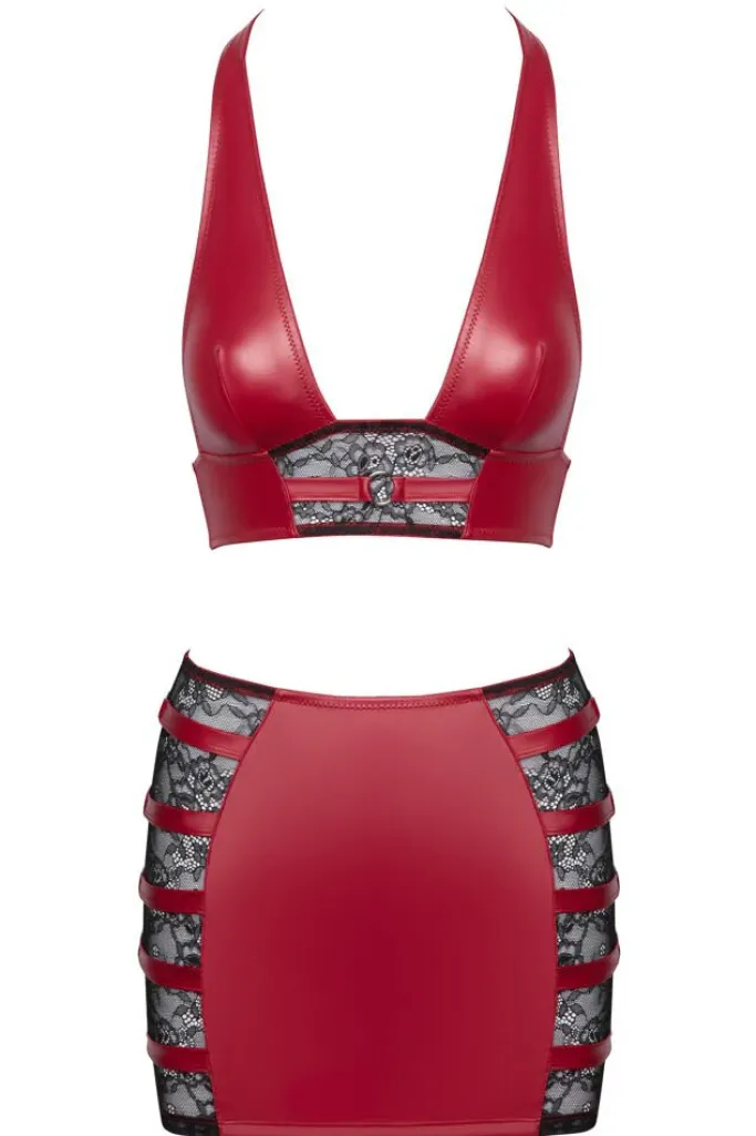 Cottelli Collection Cottelli Party Red Top and Skirt Set