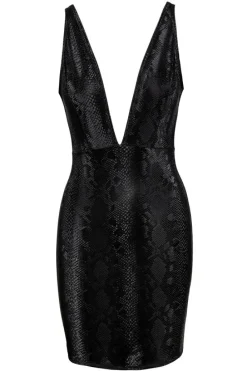 Cottelli Collection Cottelli Party Snakeskin Look Black Dress