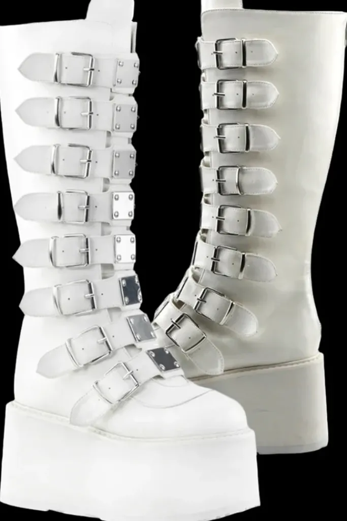 DemoniaCult DAMNED-318 Boots White