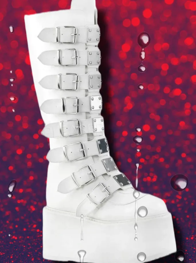 DemoniaCult DAMNED-318 Boots White