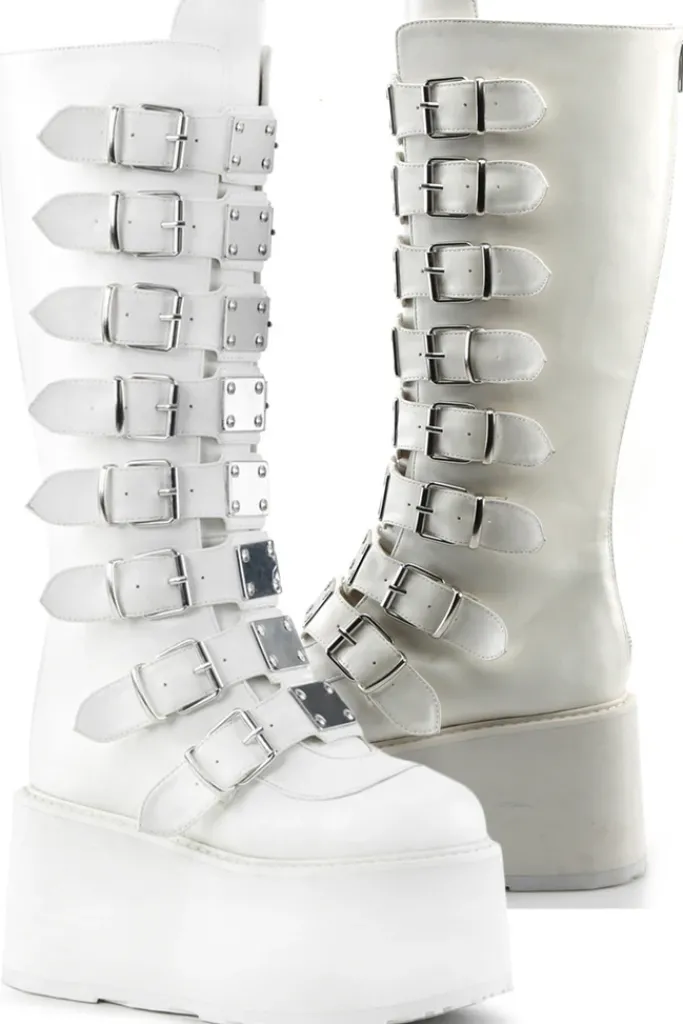 DemoniaCult DAMNED-318 Boots White
