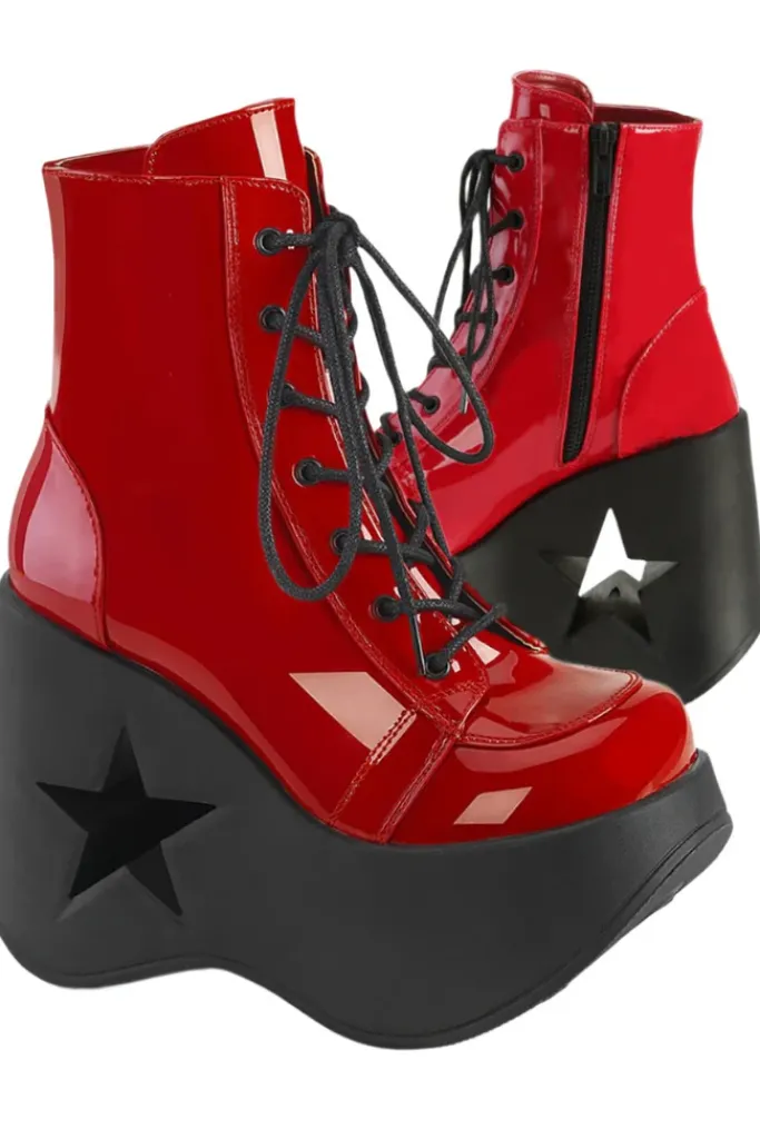 DemoniaCult Dynamite 106 Red Patent Boots