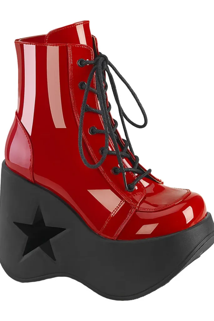 DemoniaCult Dynamite 106 Red Patent Boots
