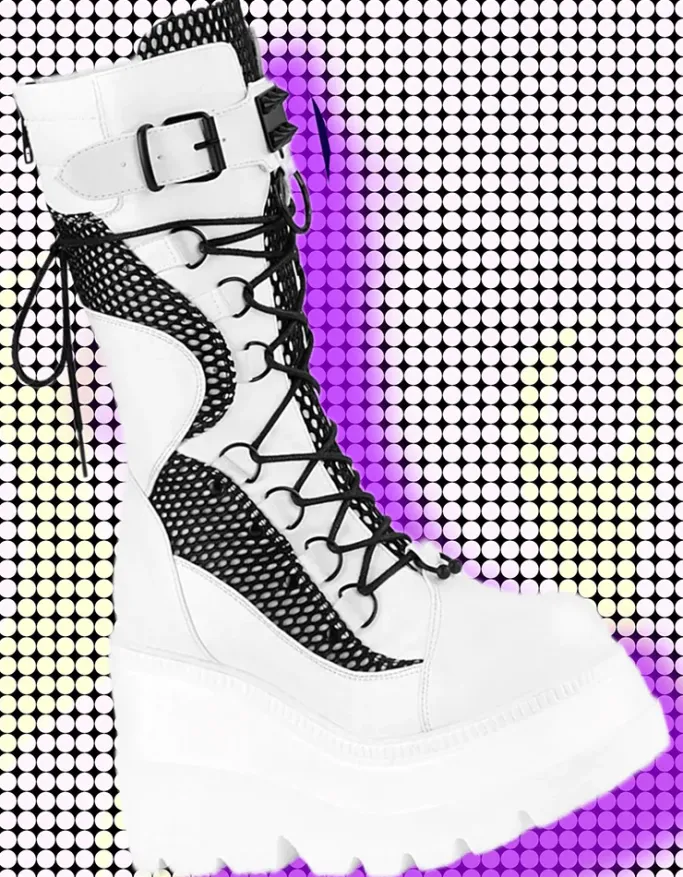 DemoniaCult Shaker 70 Boots White UK6, UK8,