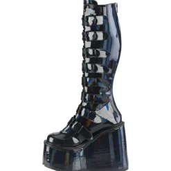 DemoniaCult SWING 815 Black Holographic Boots