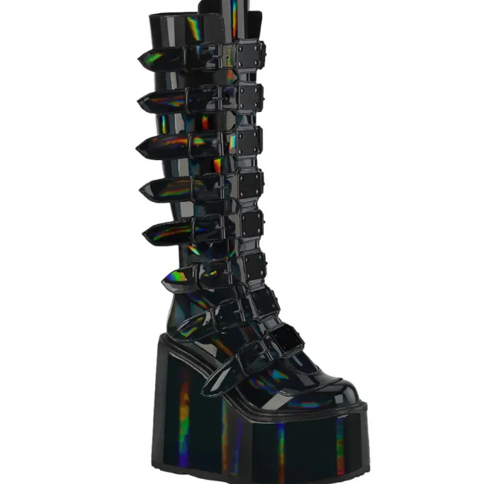 DemoniaCult SWING 815 Black Holographic Boots