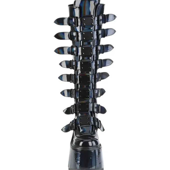 DemoniaCult SWING 815 Black Holographic Boots