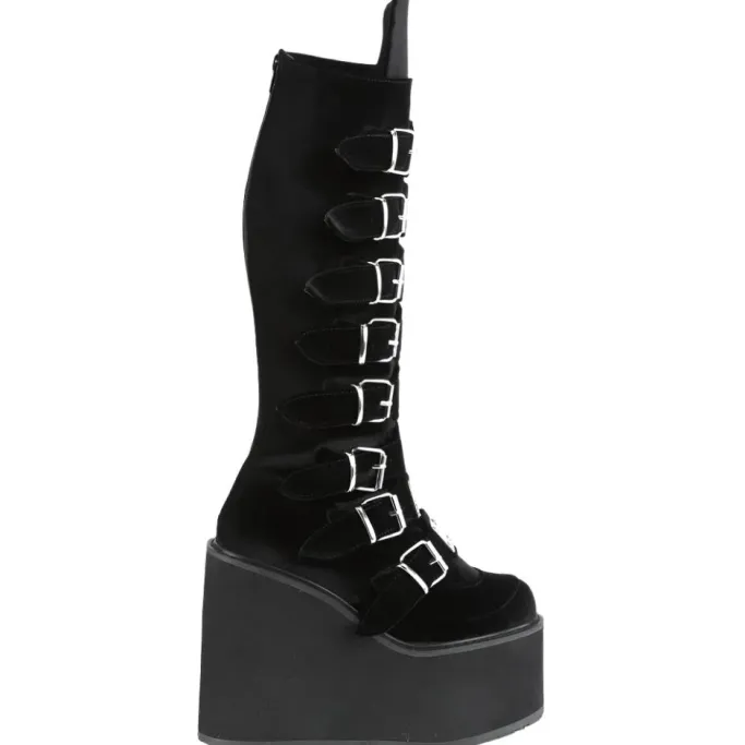 DemoniaCult SWING 815 Black Velvet Boots