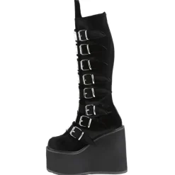 DemoniaCult SWING 815 Black Velvet Boots