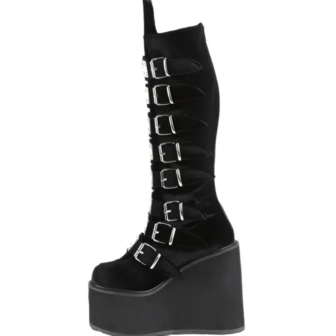 DemoniaCult SWING 815 Black Velvet Boots