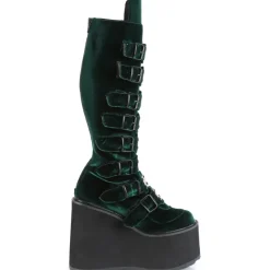 DemoniaCult SWING 815 Emerald Velvet Boots