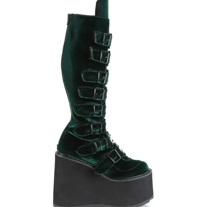 DemoniaCult SWING 815 Emerald Velvet Boots
