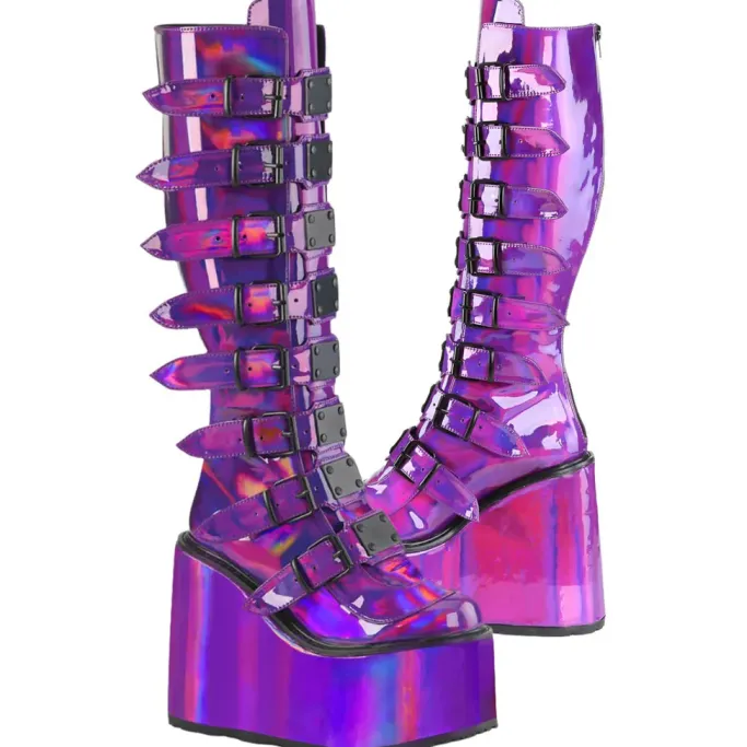 DemoniaCult SWING 815 Purple Holographic Boots