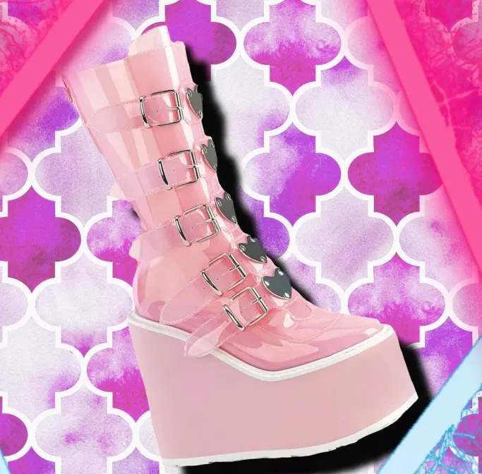 DemoniaCult SWING 230C Pink Transparent Boots