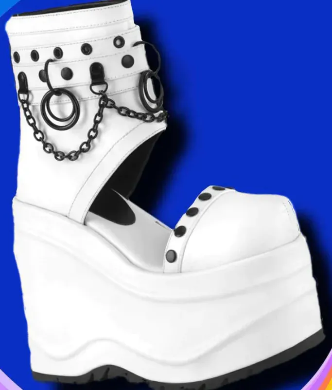 DemoniaCult WAVE 22 White Boots