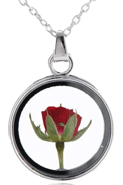Gothic and Steampunk Jewellery Dried Rose Glass Locket Necklace