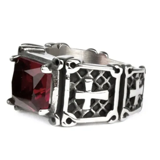 Echt etNox Red Crystal Cross Ring