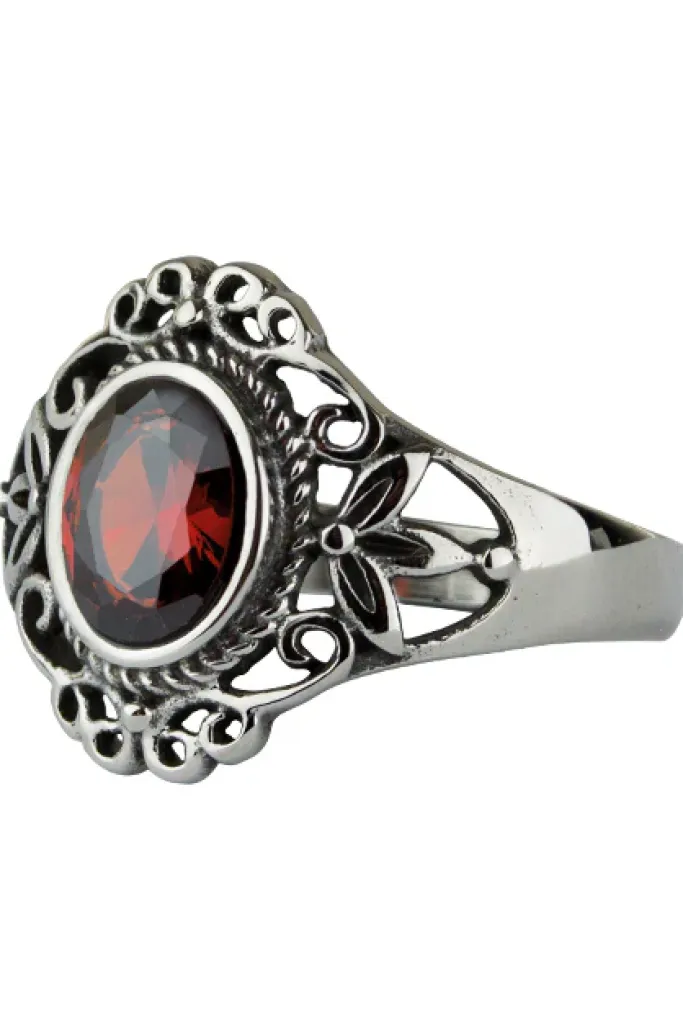 Echt etNox Red Victorian Goth Ring