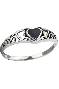 Echt LuxXL Black Heart Sterling Silver Ring