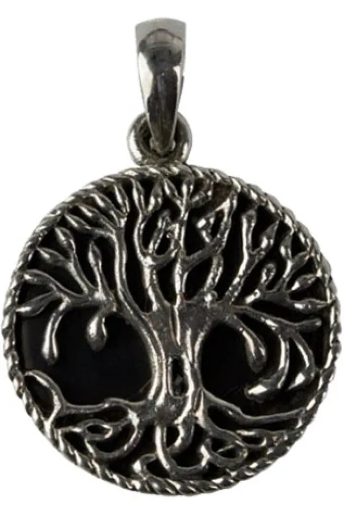 Echt etNox Silver Tree of Life Onyx Pendant
