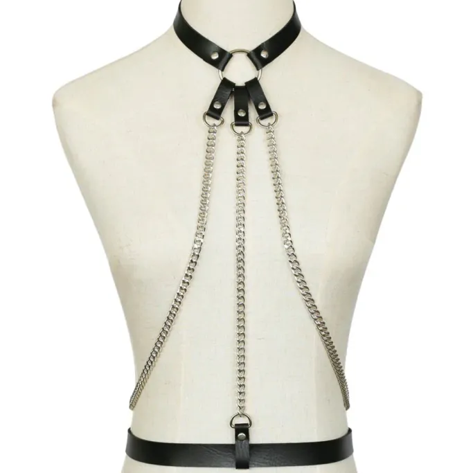 Gothic Collars Faux Leather Body Harness